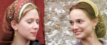 Scarlett Johansson and Natalie Portman filming The Other Boleyn Girl