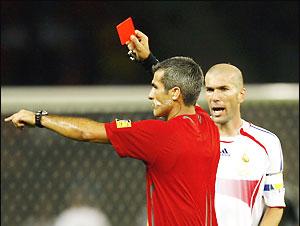 Zidane gets red carded