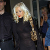 Christina Aguilera exposed her bra and panties in a sheer dress