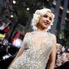 Christina Aguilera exposed her plunging cleavage in a sparkling dress