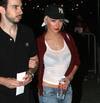 Christina Aguilera exposed her bra in a see through shirt