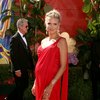 Heidi Klum exposed her cleavage in a red dress