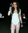 Lindsay Lohan exposed her lace bra peek and leotard in halloween costumes