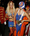 Paris Hilton exposed her cleavage in a sexy halloween costume