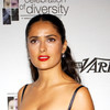 Salma Hayek exposed her lace bra in a see through dress